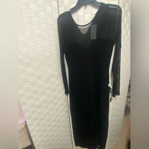 Brand New black midi dress w split
